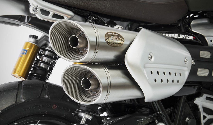 Triumph Scrambler 1200 – Zard Slip On Exhaust with Carbon End Caps